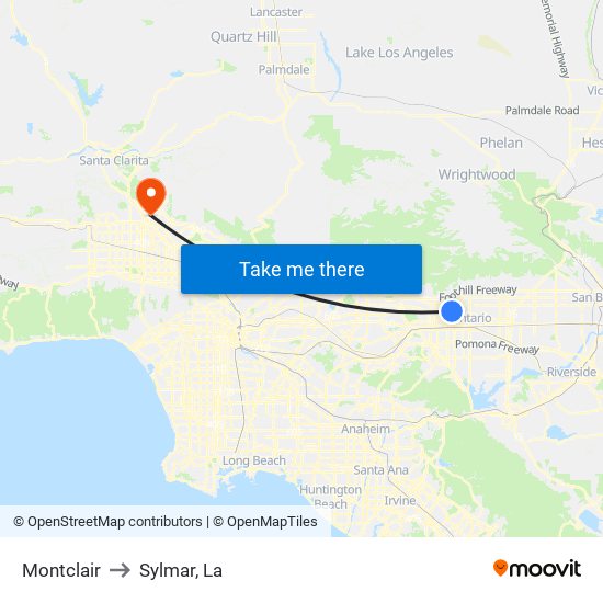 Montclair to Sylmar, La map