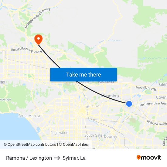 Ramona / Lexington to Sylmar, La map