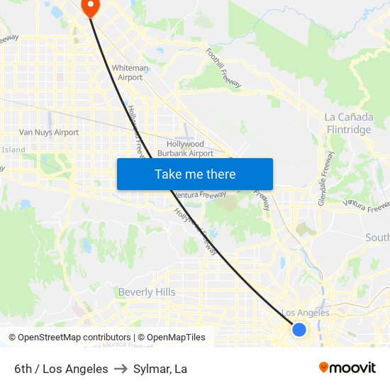 6th / Los Angeles to Sylmar, La map