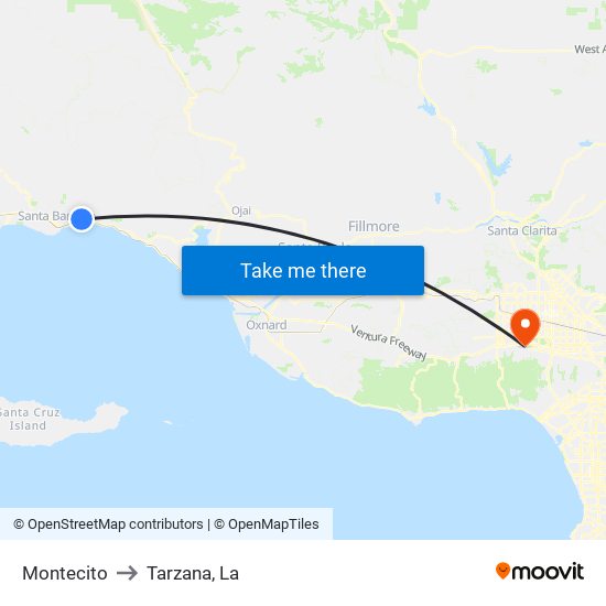Montecito to Tarzana, La map