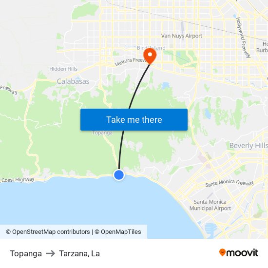 Topanga to Tarzana, La map