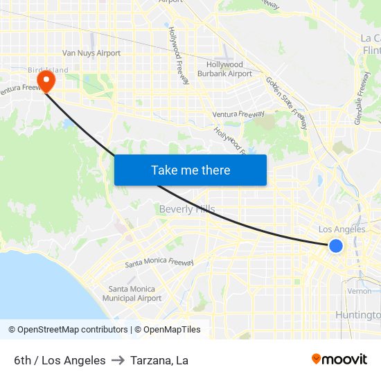 6th / Los Angeles to Tarzana, La map