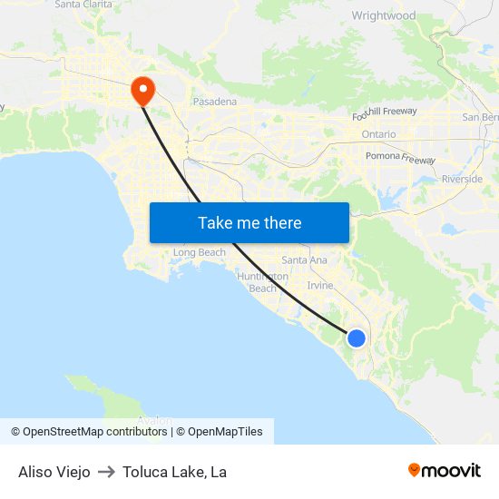 Aliso Viejo to Toluca Lake, La map