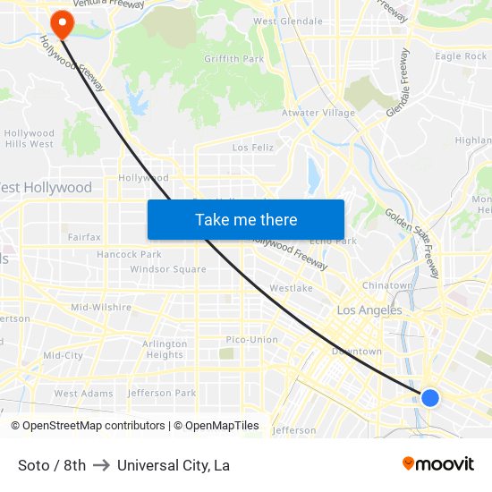 Soto / 8th to Universal City, La map