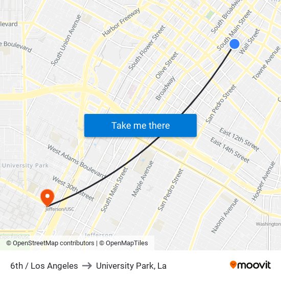 6th / Los Angeles to University Park, La map