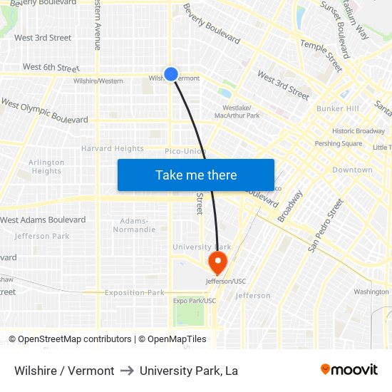 Wilshire / Vermont to University Park, La map