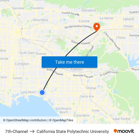 7th-Channel to California State Polytechnic University map