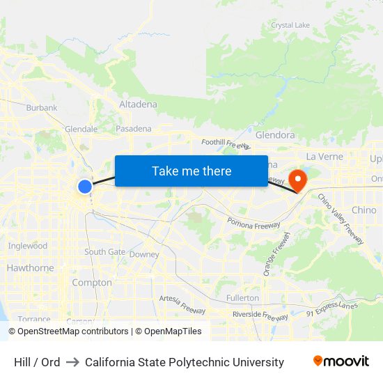 Hill / Ord to California State Polytechnic University map