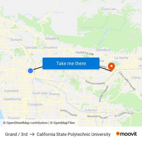 Grand / 3rd to California State Polytechnic University map