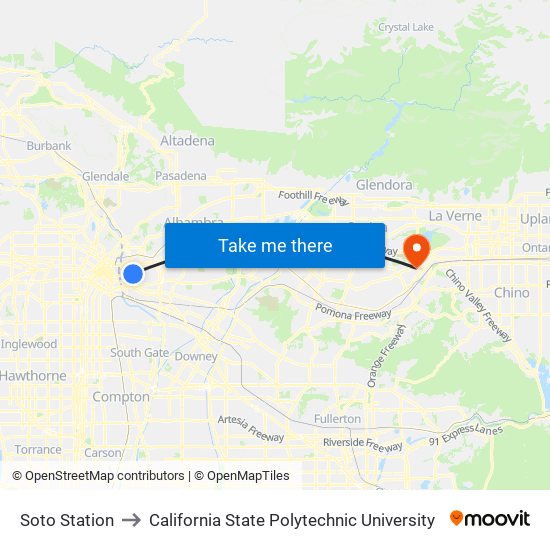 Soto Station to California State Polytechnic University map