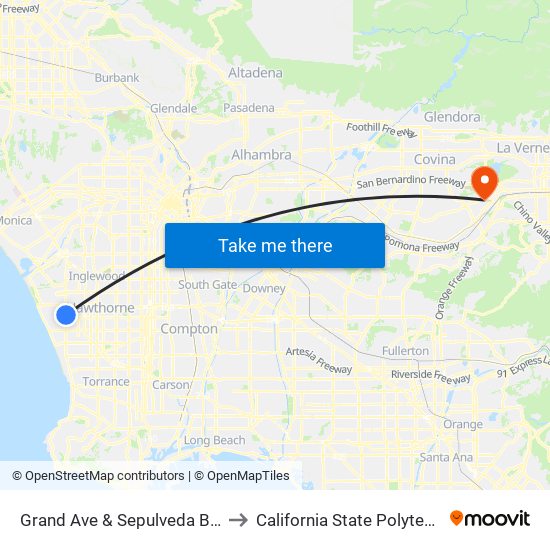 Grand Ave & Sepulveda Blvd (Eastbound) to California State Polytechnic University map