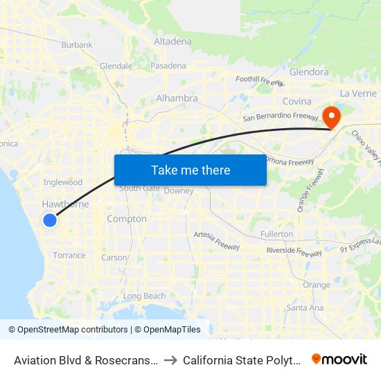 Aviation Blvd & Rosecrans Ave (Southbound) to California State Polytechnic University map