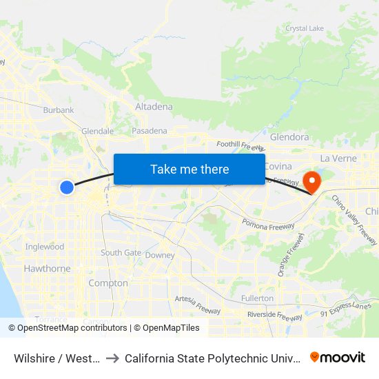 Wilshire / Western to California State Polytechnic University map