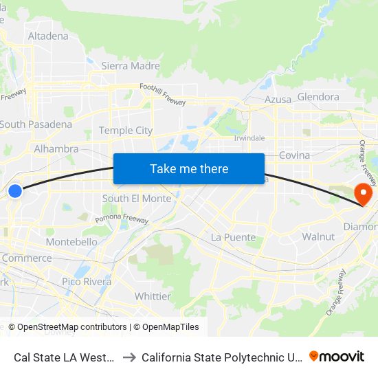 Cal State LA Westbound to California State Polytechnic University map