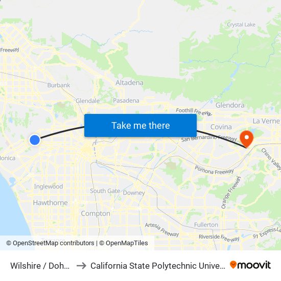 Wilshire / Doheny to California State Polytechnic University map