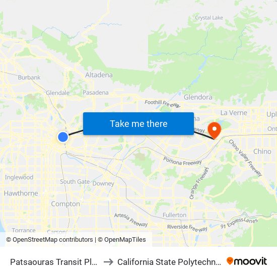 Patsaouras Transit Plaza - Bay 2 to California State Polytechnic University map