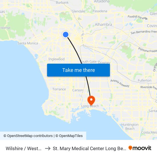 Wilshire / Western to St. Mary Medical Center Long Beach map