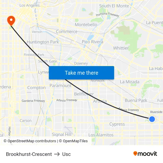 Brookhurst-Crescent to Usc map
