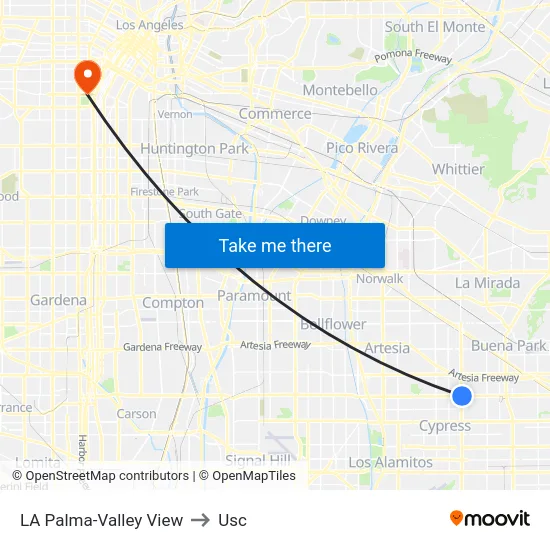 LA Palma-Valley View to Usc map