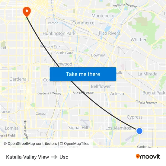 Katella-Valley View to Usc map