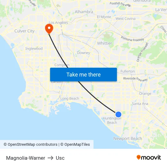 Magnolia-Warner to Usc map