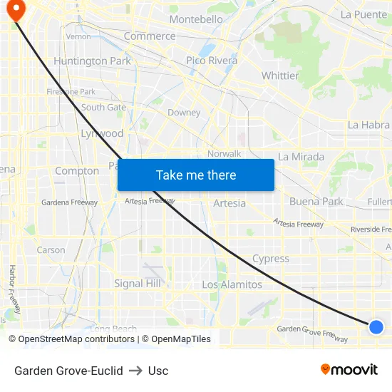 Garden Grove-Euclid to Usc map
