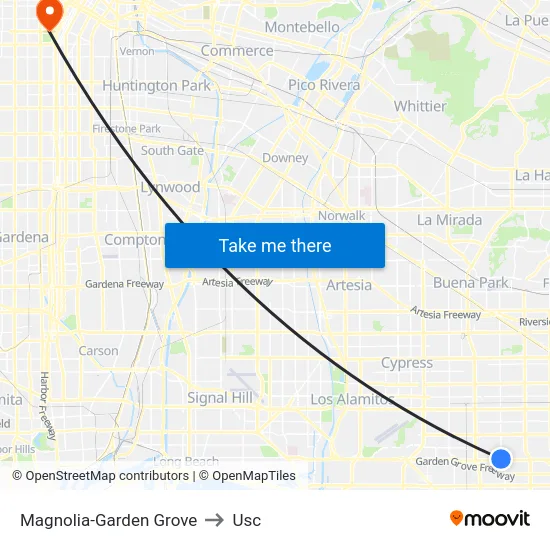 Magnolia-Garden Grove to Usc map