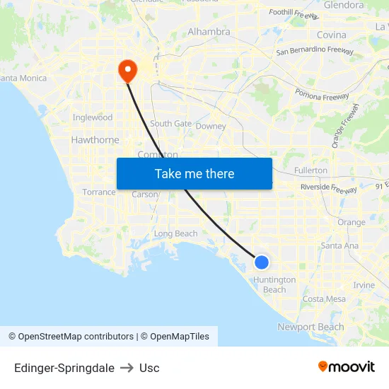 Edinger-Springdale to Usc map