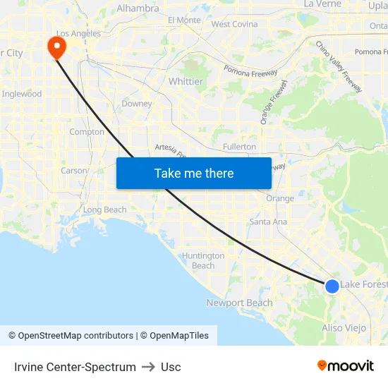 Irvine Center-Spectrum to Usc map
