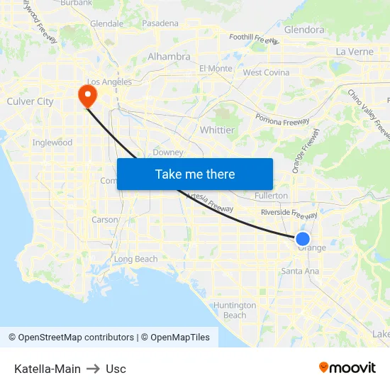 Katella-Main to Usc map