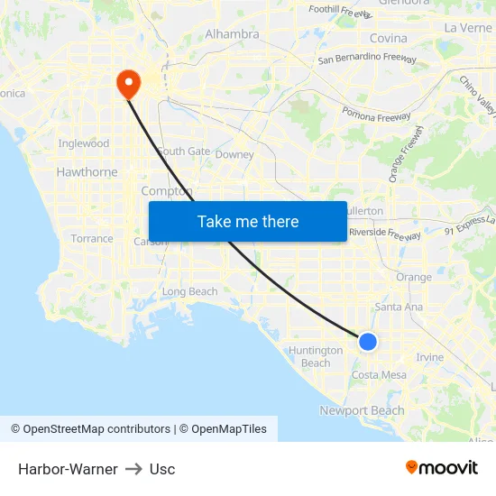 Harbor-Warner to Usc map