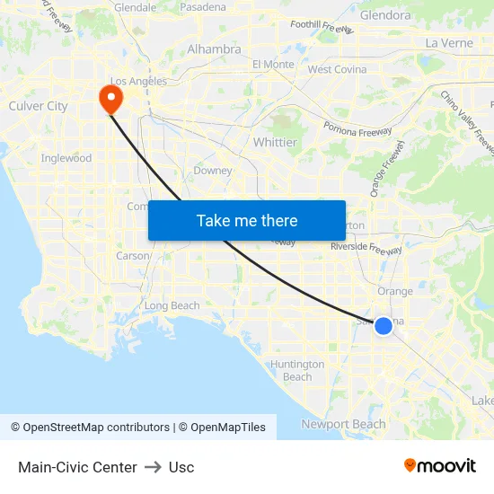 Main-Civic Center to Usc map