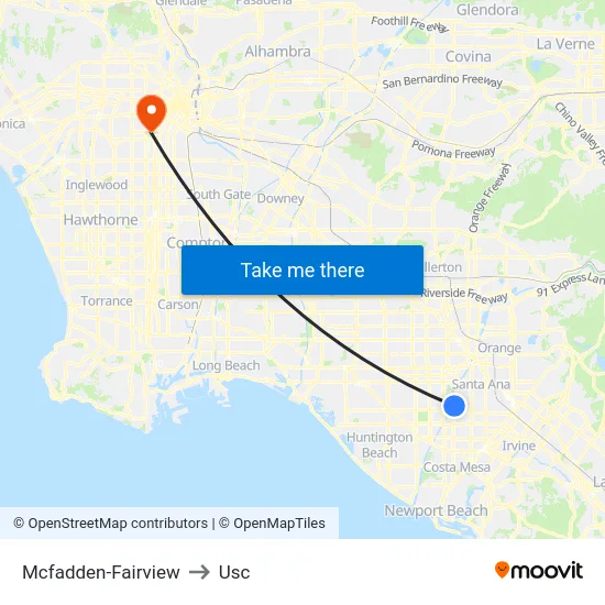 Mcfadden-Fairview to Usc map