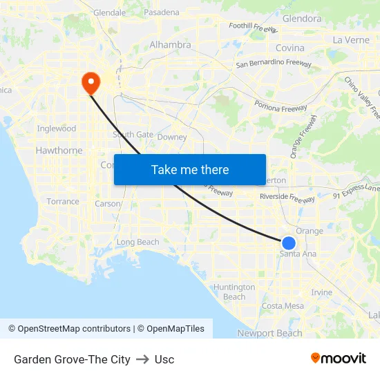 Garden Grove-The City to Usc map