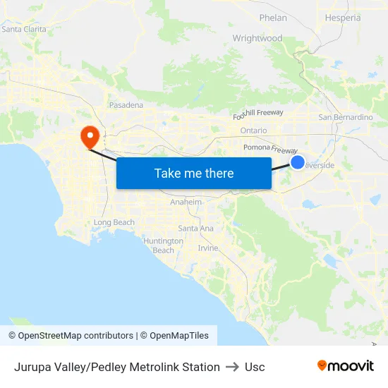 Jurupa Valley / Pedley to Usc map