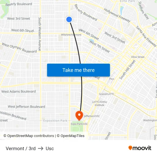 Vermont / 3rd to Usc map