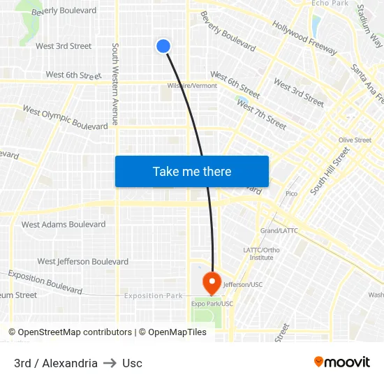 3rd / Alexandria to Usc map