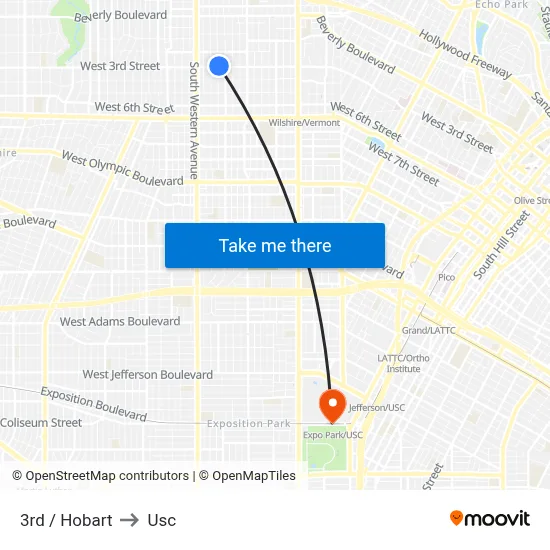 3rd / Hobart to Usc map