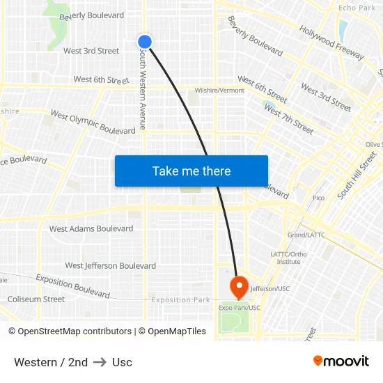 Western / 2nd to Usc map