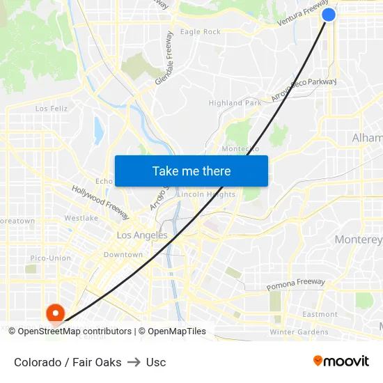 Colorado / Fair Oaks to Usc map