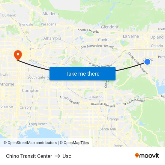 Chino Transit Center to Usc map