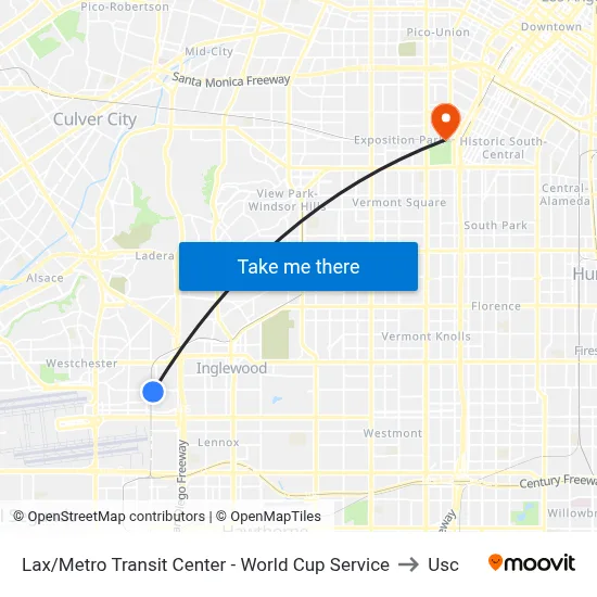 Lax/Metro Transit Center - World Cup Service to Usc map
