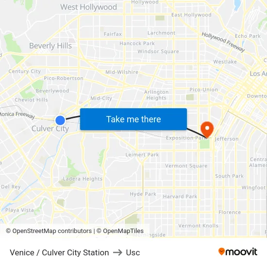 Venice / Culver City Station to Usc map