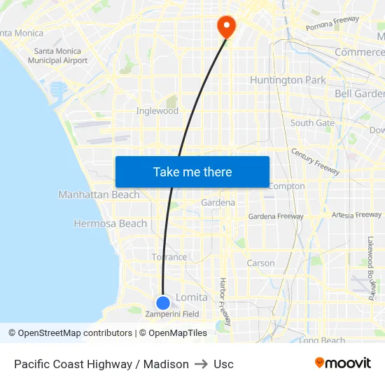 Pacific Coast Highway / Madison to Usc map
