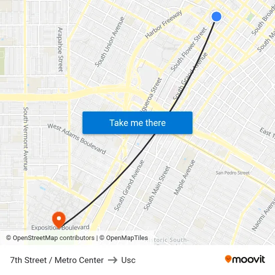 7th Street / Metro Center to Usc map