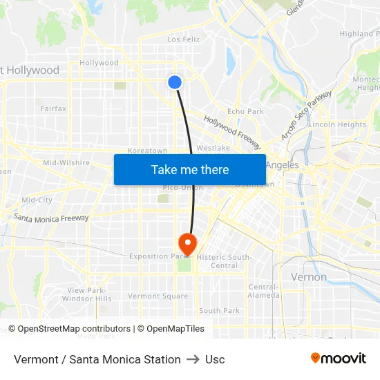 Vermont / Santa Monica Station to Usc map