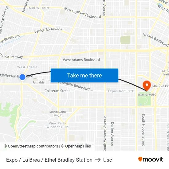 Expo / La Brea / Ethel Bradley Station to Usc map