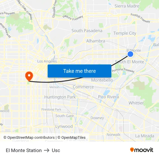 El Monte Station to Usc map