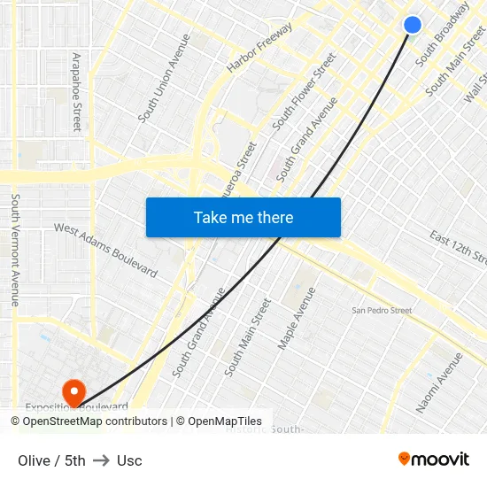 Olive / 5th to Usc map