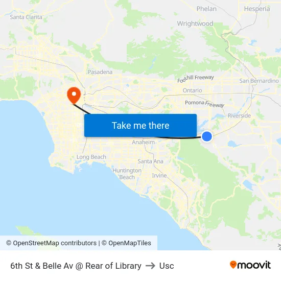 6th St & Belle Av @ Rear of Library to Usc map
